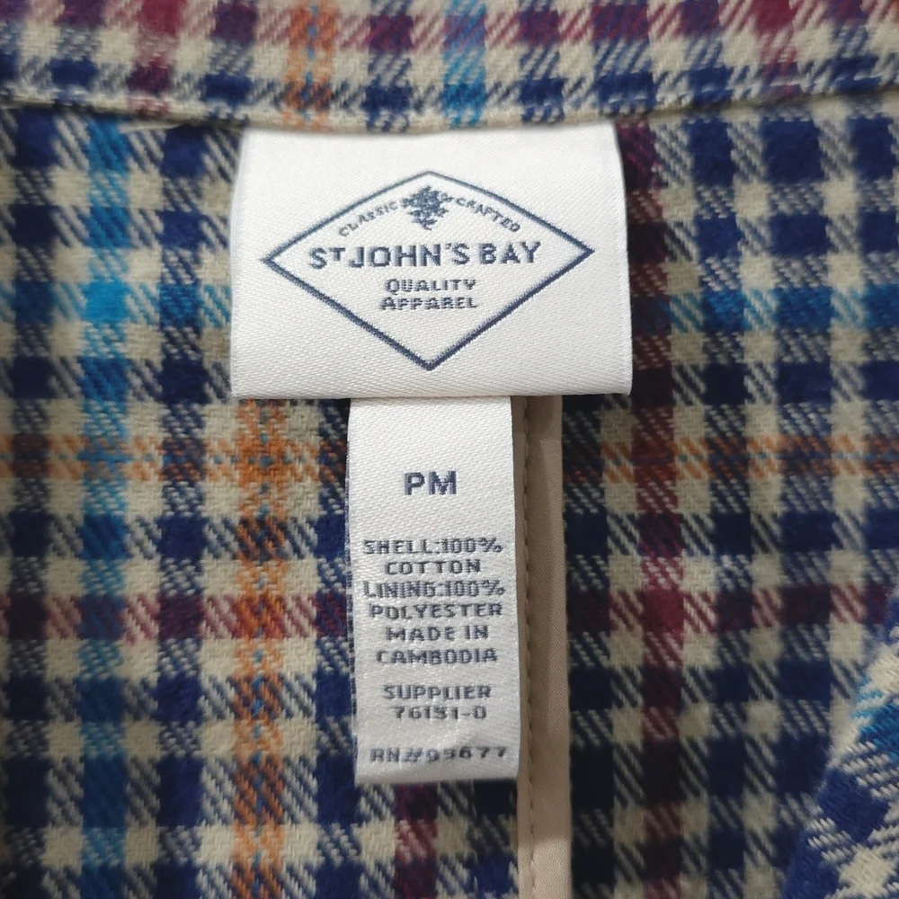 ST JOHNS BAY Women's Brown Multicolor Plaid 100% Cotton Blazer, Single Breast PM - Picture 11 of 15